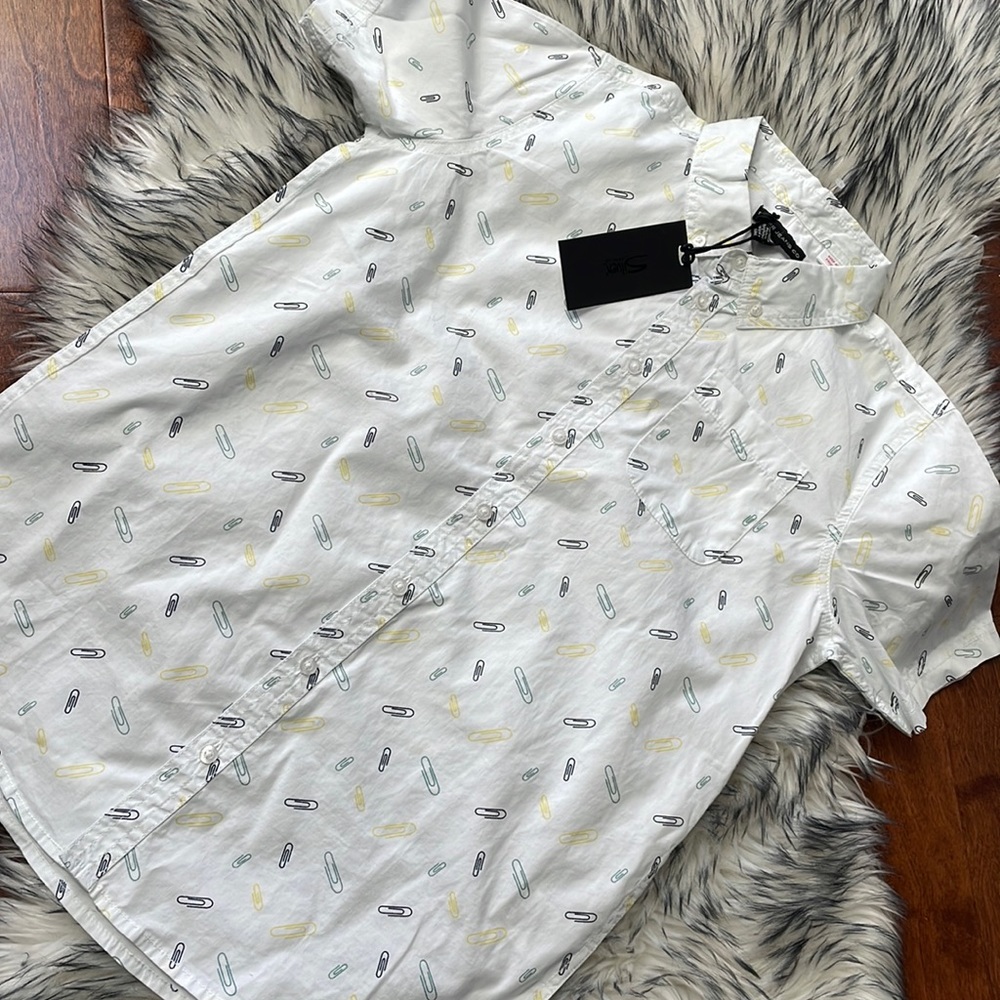 Silver Boys Short Sleeve Button Down Shirt NWT. Size 12-14